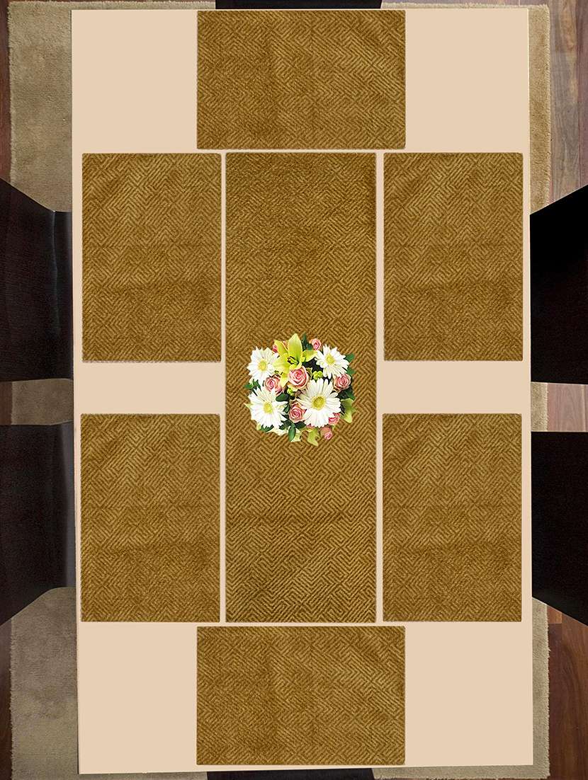 viscose dining table kitchen placemats, 6 mat -33x45cm, 1 runner 33x120 cm (set of 7)