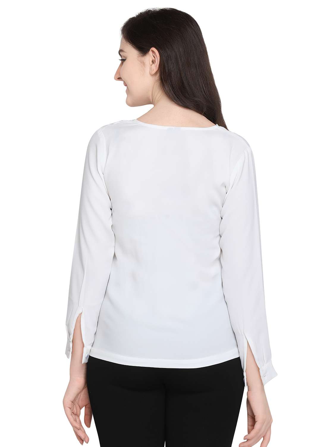 women's straight v neck top - 16056641 -  Standard Image - 2