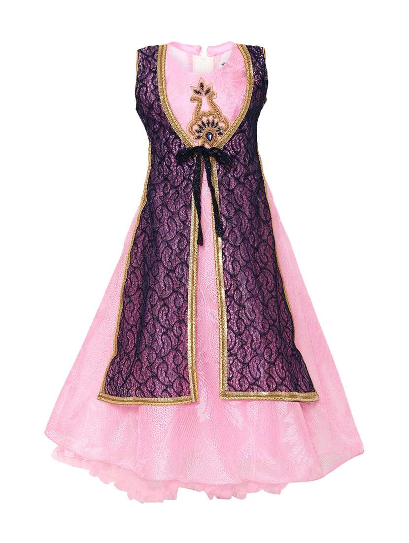 pink nylon party gown