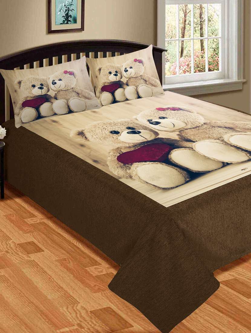 velvet king size double bed sheet with 2 pillow covers