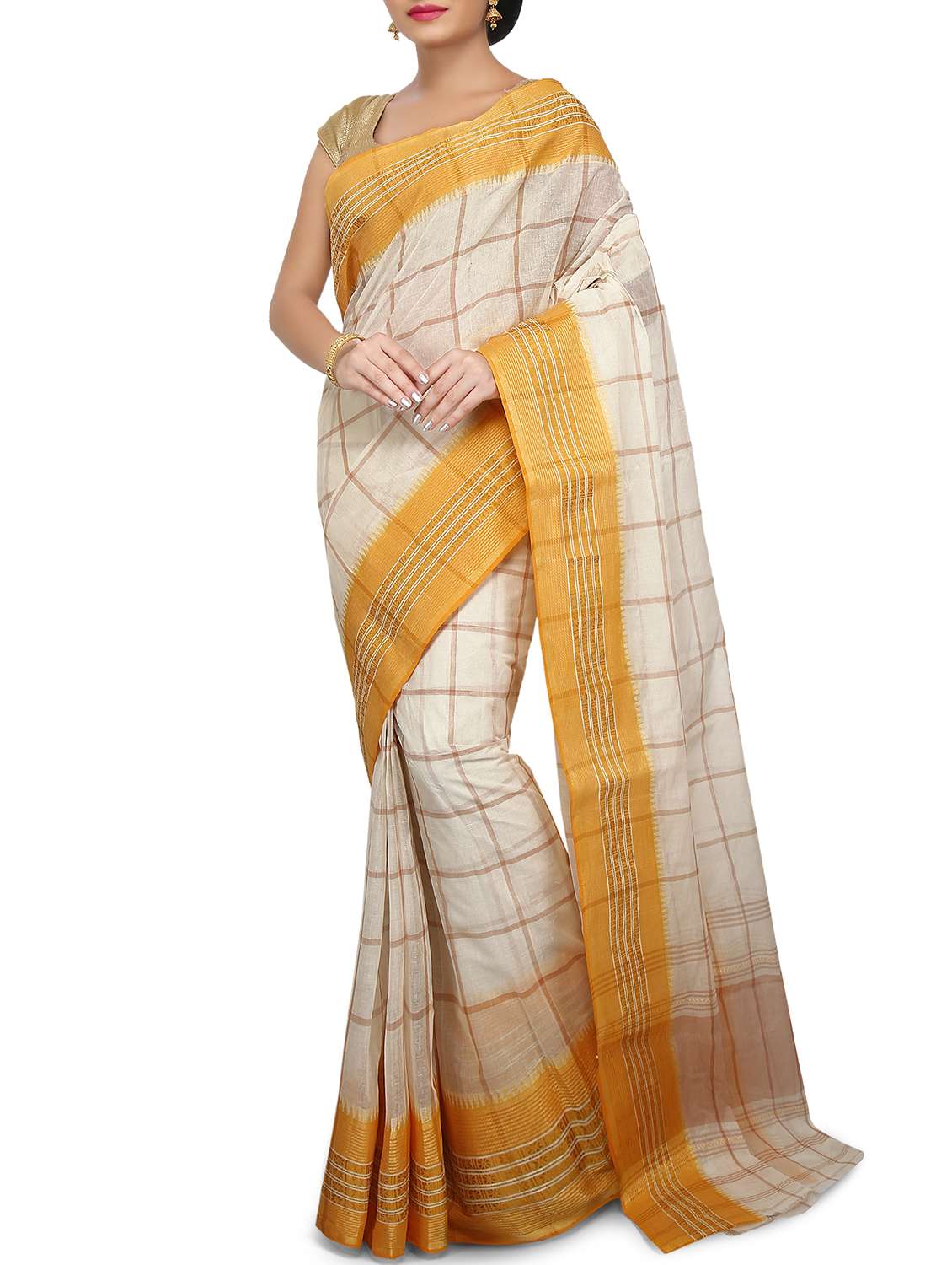 checkered tant saree