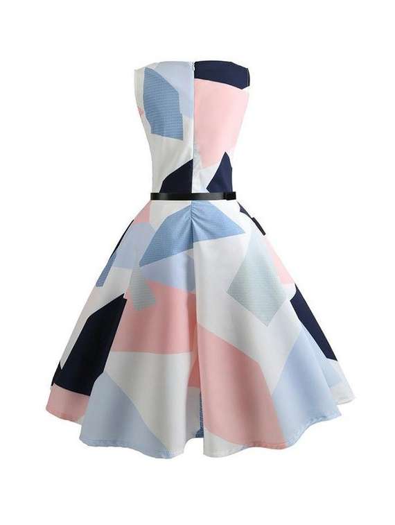 off shoulder geometric flared dress