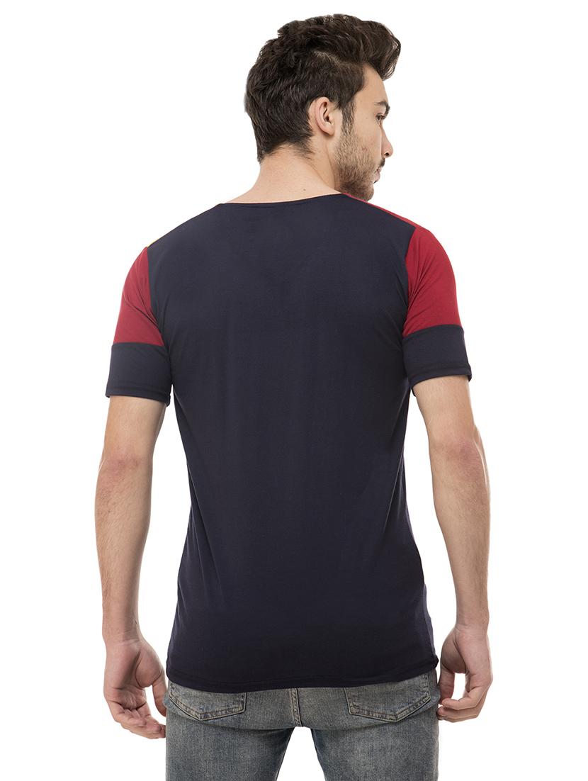 navy blue color block tshirt - 16062598 - Standard Image - 2