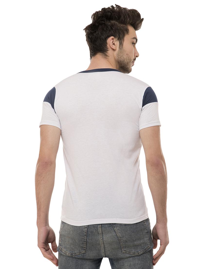white color block cut & sew tshirt - 16062599 - Standard Image - 2