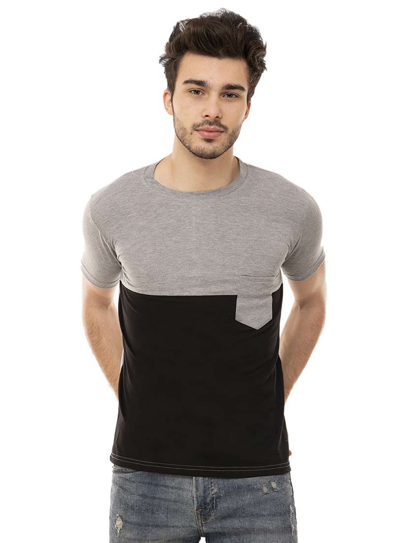 black color block pocket tshirt - 16062612 -  Zoom Image - 0
