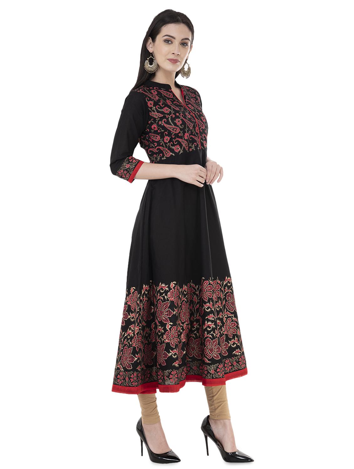 block paisley print straight kurta - 16062618 - Standard Image - 2