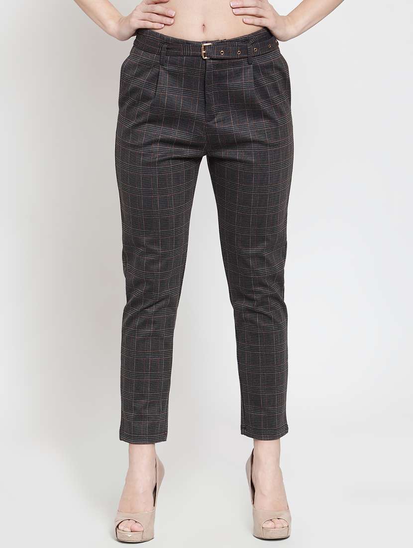 pleated checkered trouser