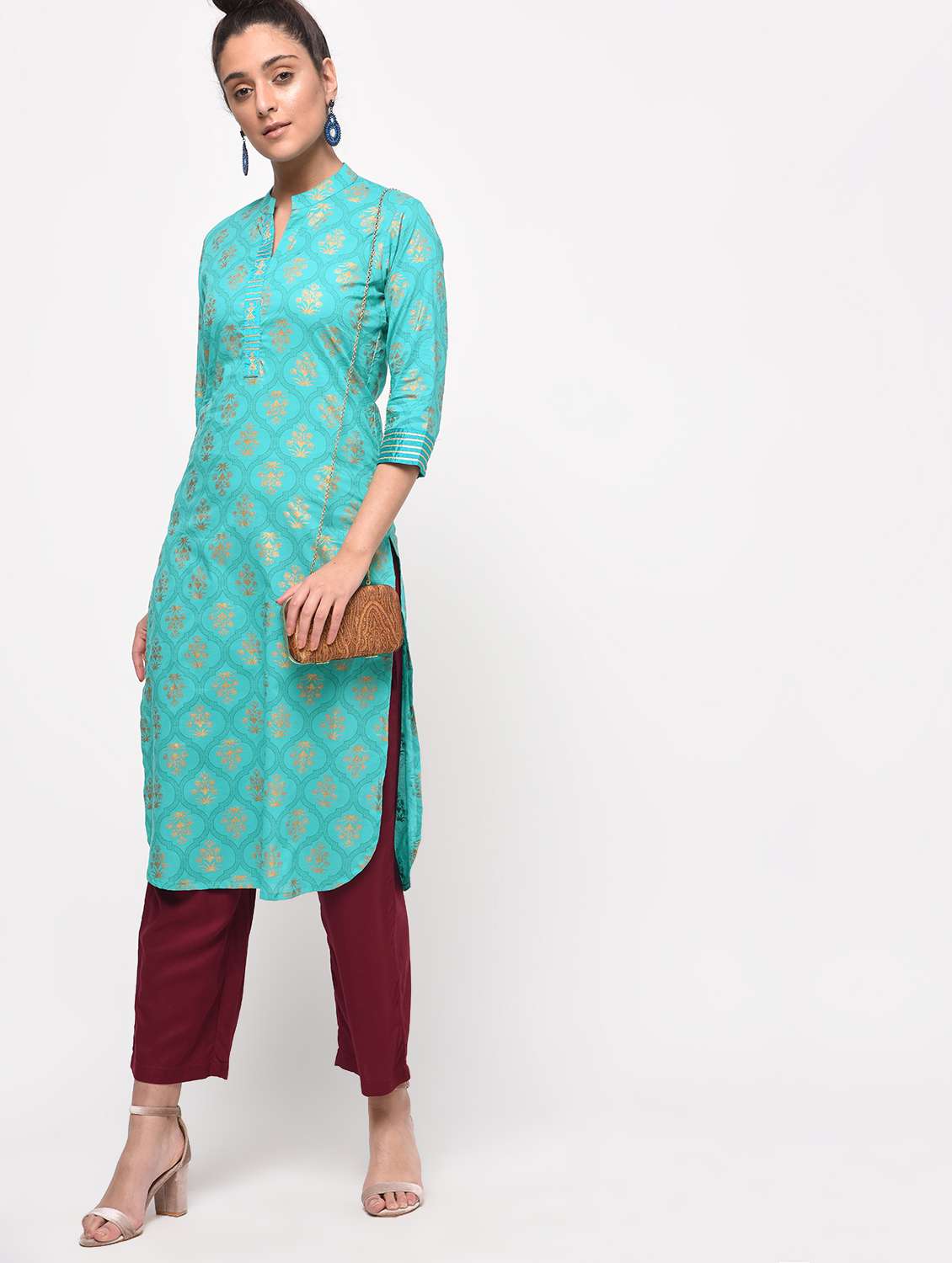 foil print straight kurta