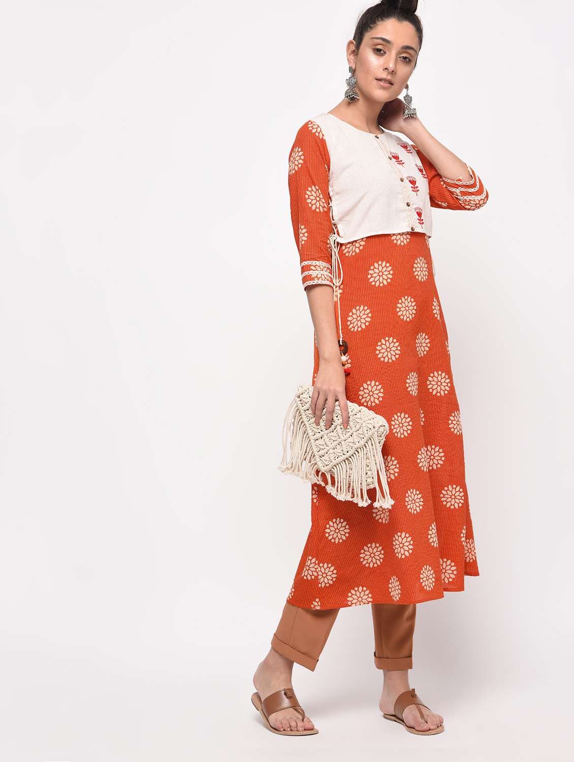 embroidered layered kurta