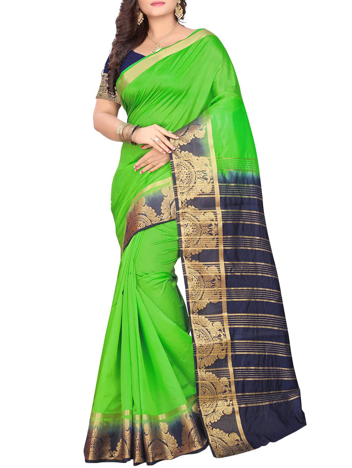 women's bordered green colored saree with blouse - 16072506 - Zoom Image - 0