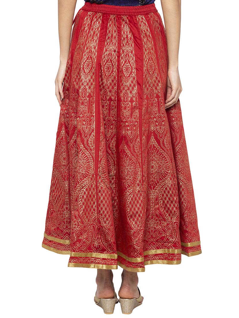 foil print flared skirt - 16077870 - Standard Image - 2