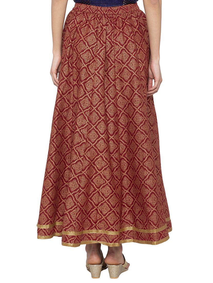 foil print flared skirt - 16077873 - Standard Image - 2