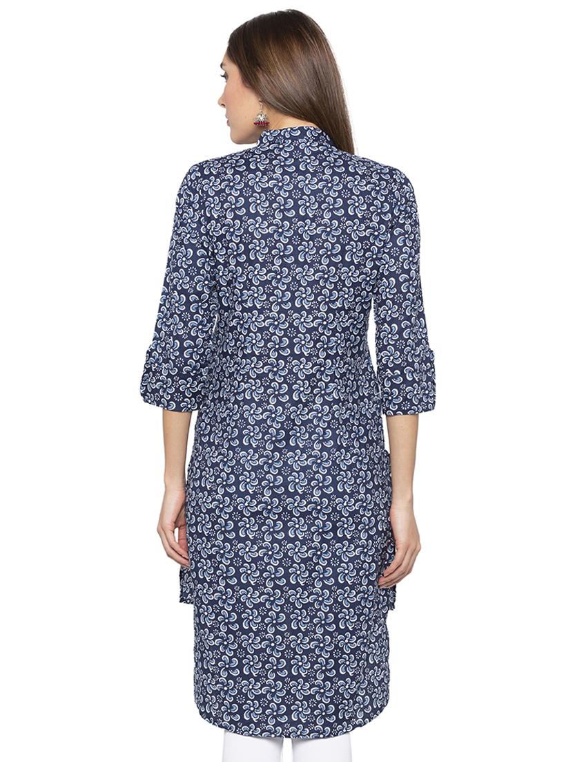 floral high-low straight kurta - 16077921 - Standard Image - 2