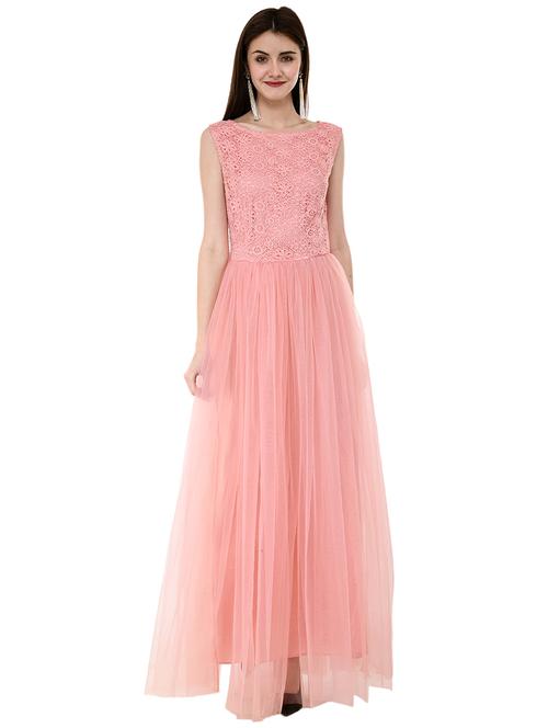 lace panel flared gown - 16078768 - Standard Image - 0