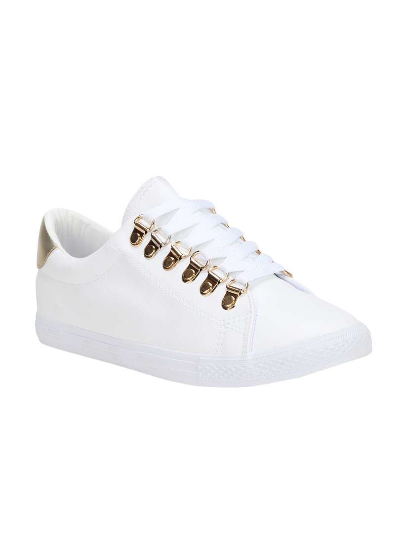 gold lace-up sneakers