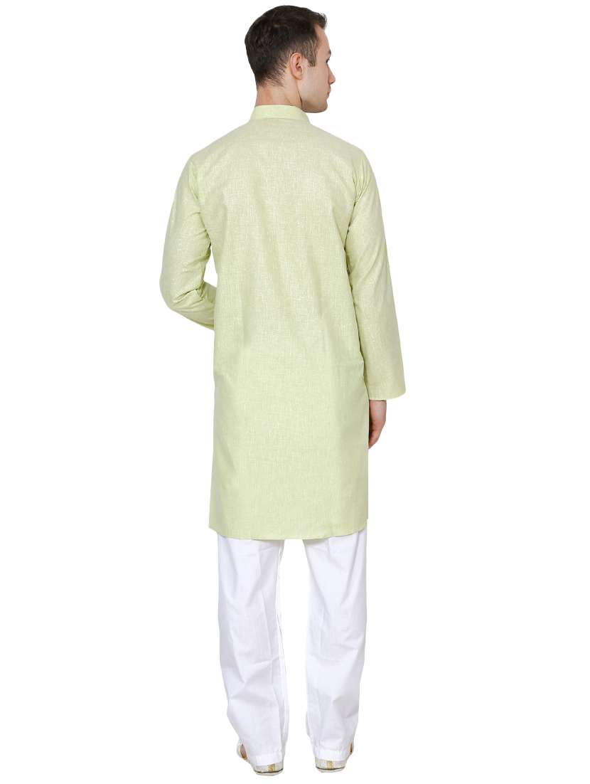 green cotton long kurta - 16079678 - Standard Image - 2