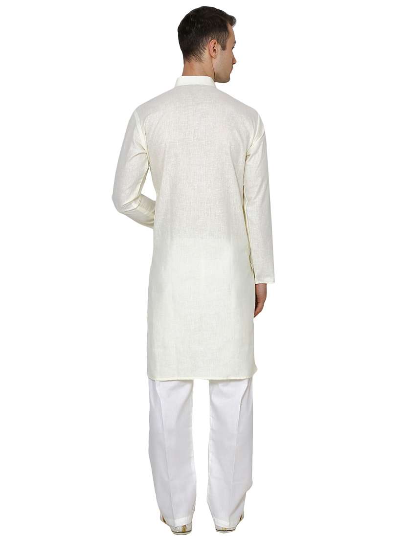white cotton long kurta - 16079681 - Standard Image - 2