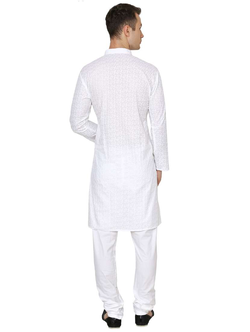 white cotton long kurta - 16079695 - Standard Image - 2