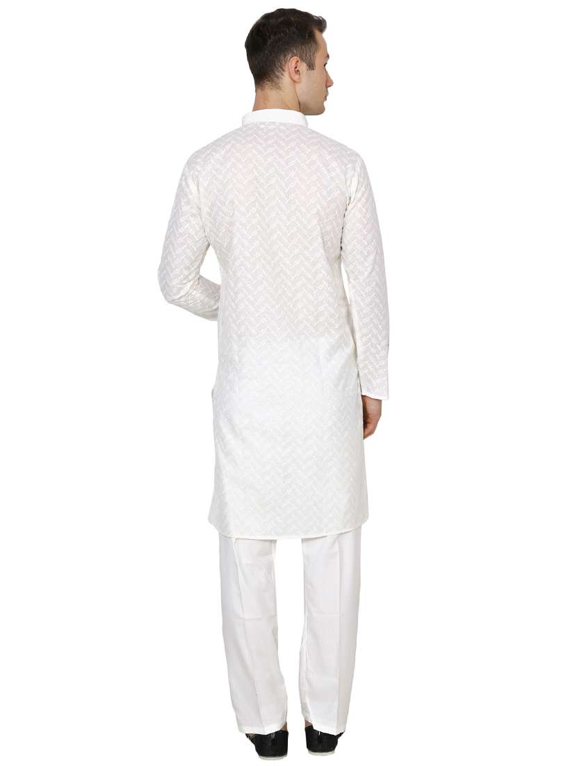 white cotton long kurta - 16079697 - Standard Image - 2