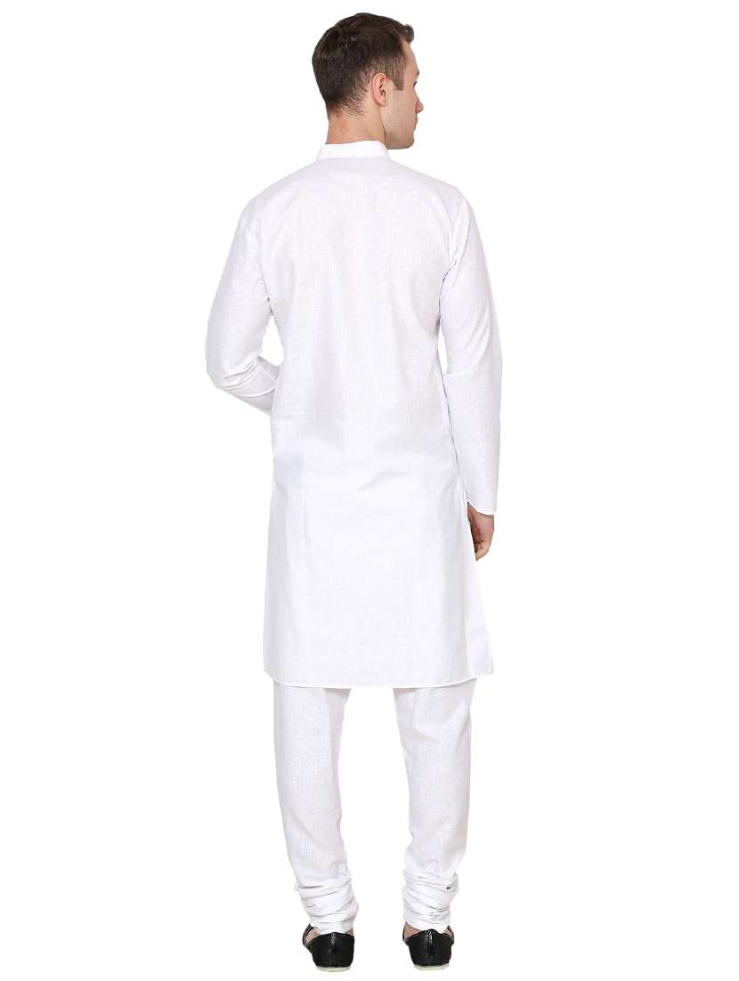 white cotton long kurta - 16079726 - Standard Image - 2