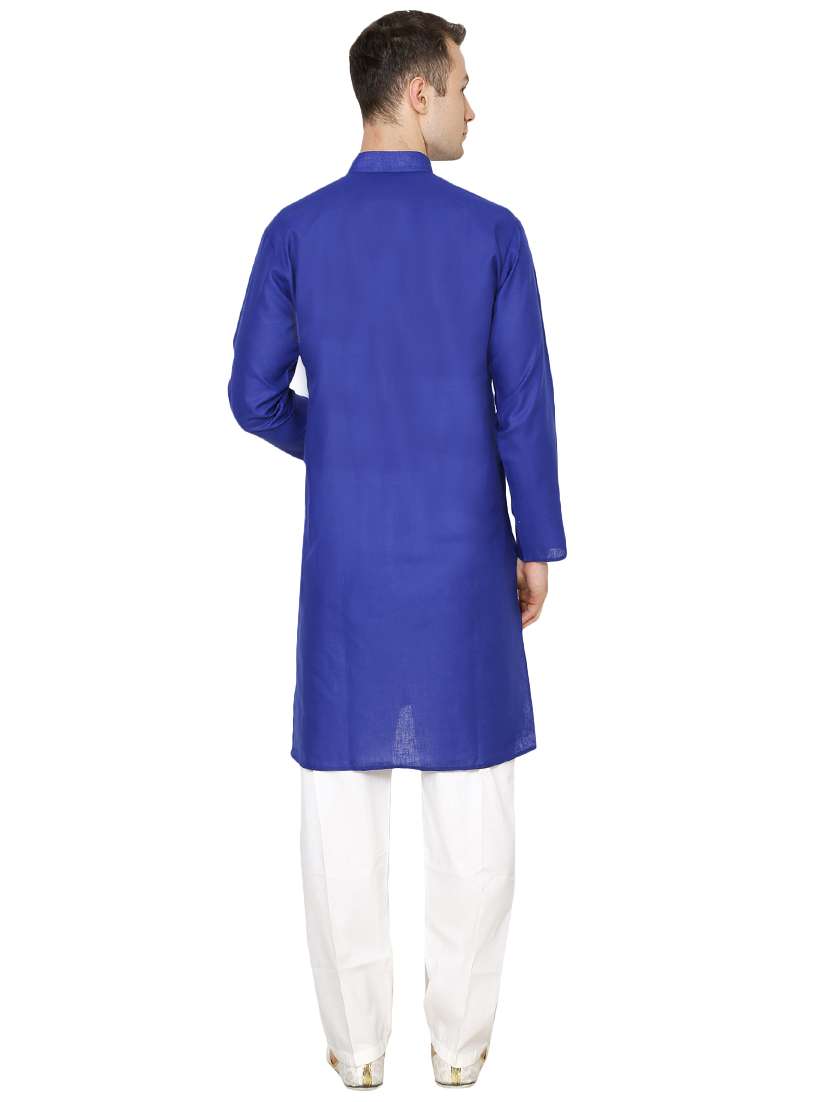 blue cotton long kurta - 16079727 - Standard Image - 2