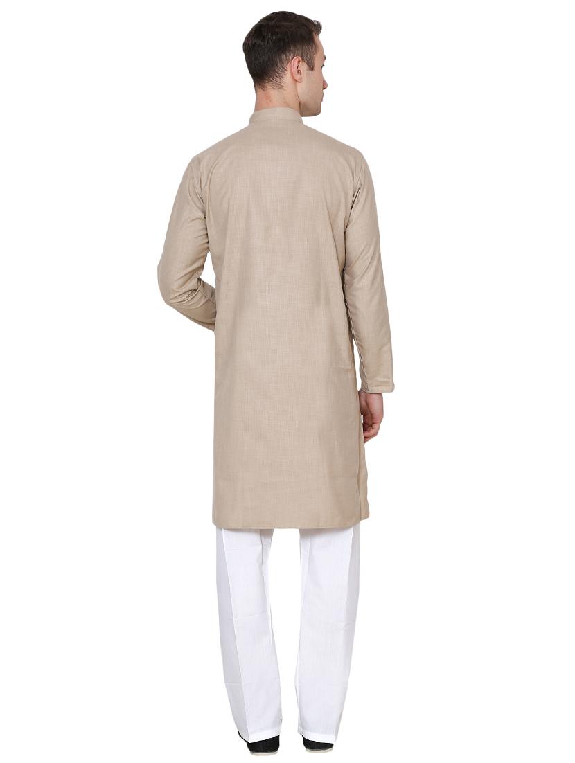 brown cotton long kurta - 16079728 - Standard Image - 2