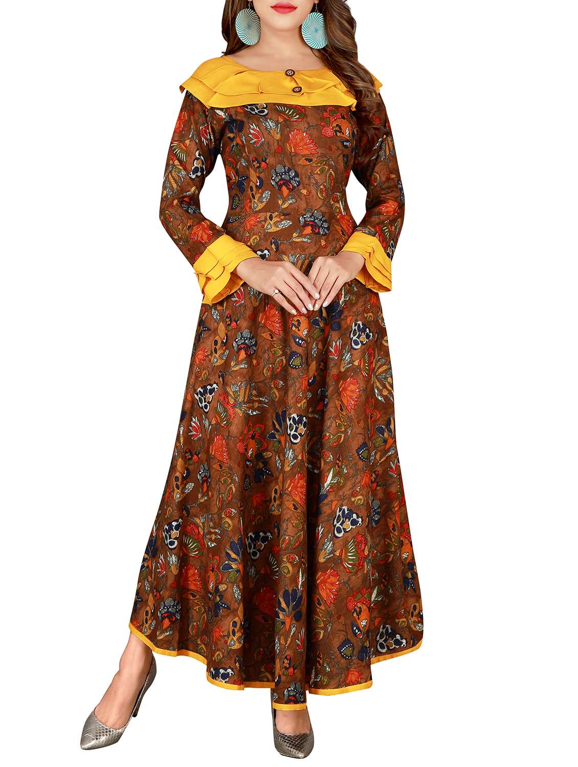 printed contrast a-line kurta