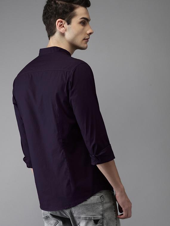 purple solid casual shirt - 16085090 - Standard Image - 2