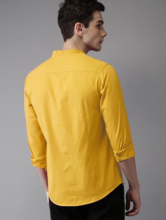 yellow solid casual shirt - 16085091 - Standard Image - 2