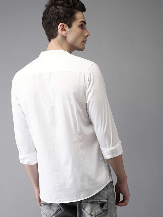 white solid casual shirt - 16085092 - Standard Image - 2