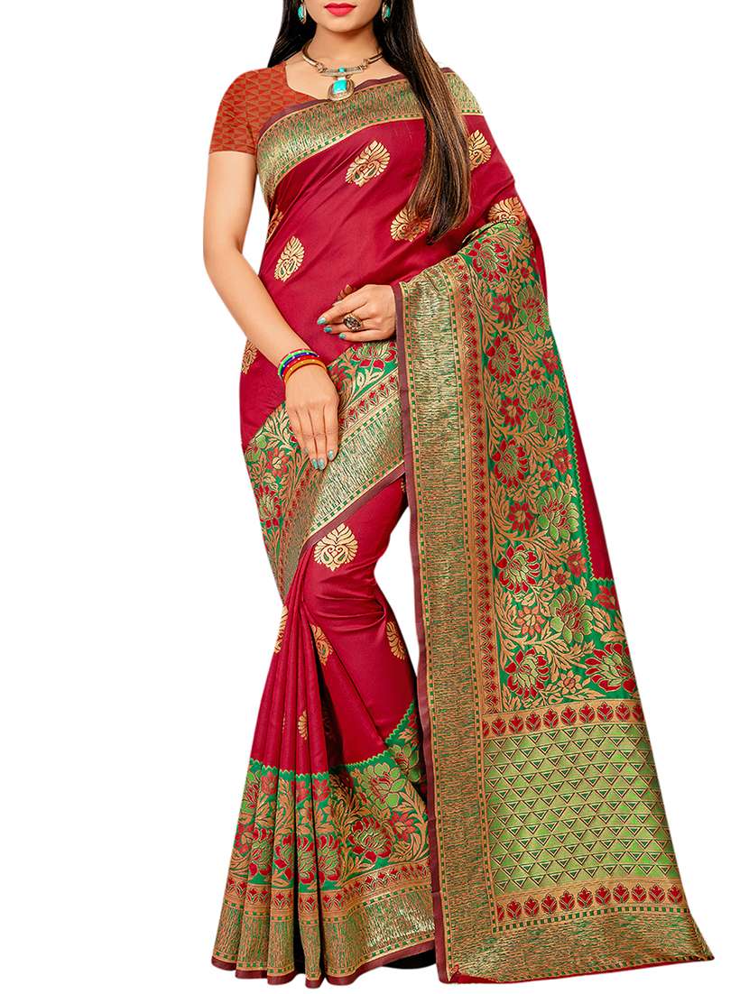 floral zari border banarasi saree with blouse