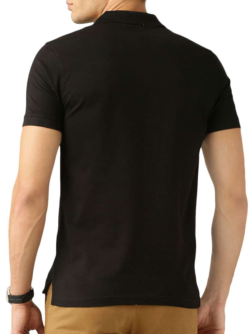 black solid polo t-shirt - 16091002 -  Standard Image - 2