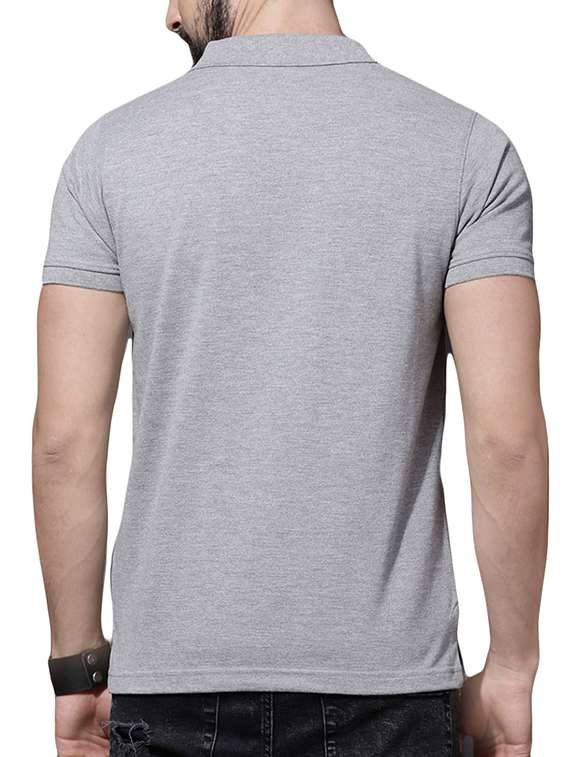 grey solid polo t-shirt - 16091025 -  Standard Image - 2