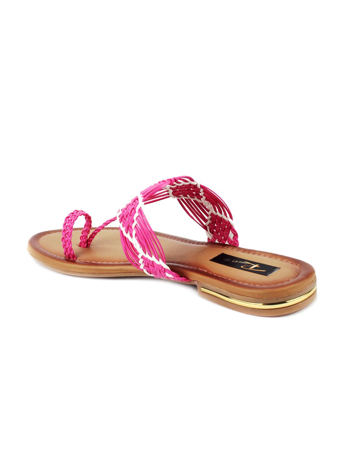 magenta leatherette slip on sandals - 16096009 - Standard Image - 2