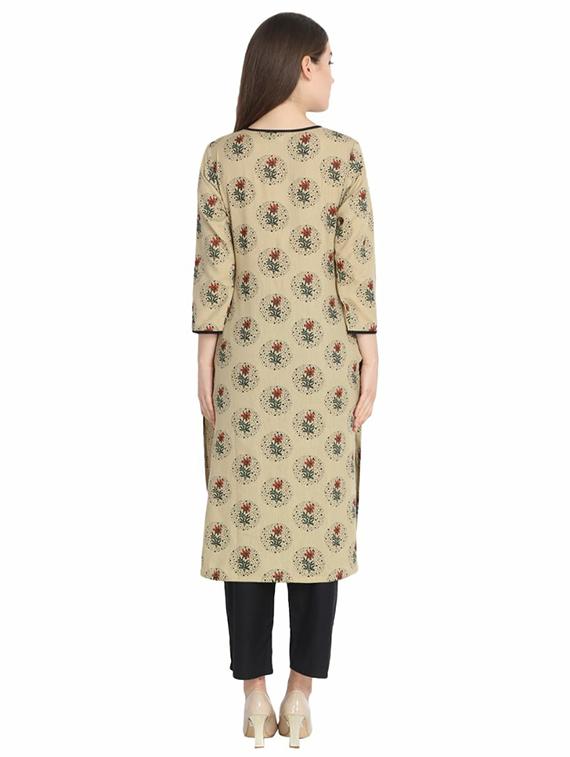 floral printed high slit kurta - 16096165 - Standard Image - 2