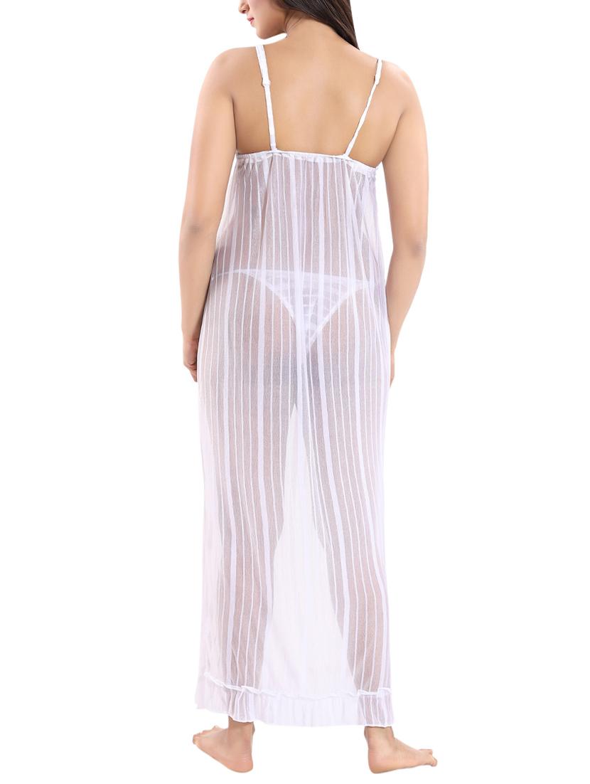 cami neck lace detail nighty with panty - 16098332 - Standard Image - 2