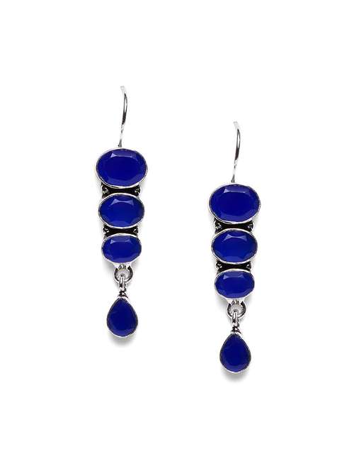 blue metal drop earring - 16100730 - Standard Image - 0