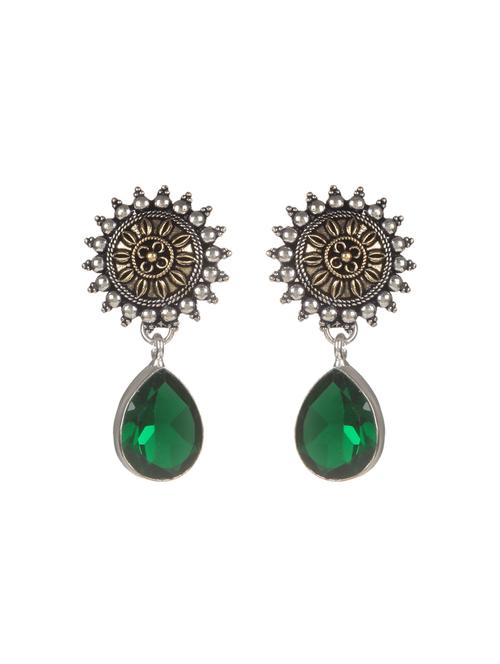 green metal drop earring - 16100754 - Standard Image - 0