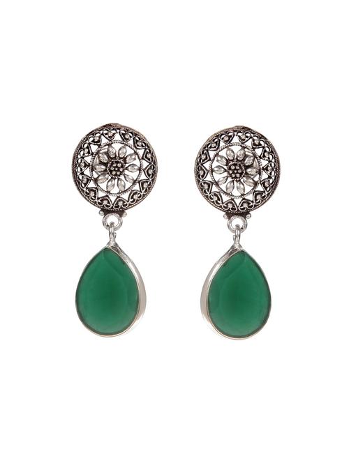 green metal drop earring - 16100771 - Standard Image - 0