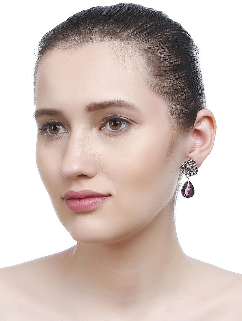 purple metal drop earring - 16100818 - Standard Image - 2