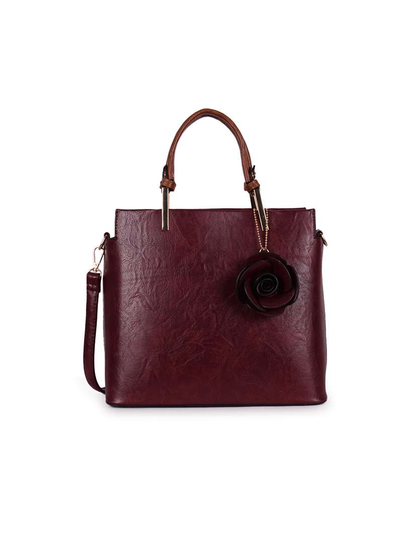 maroon leatherette (pu) handbag