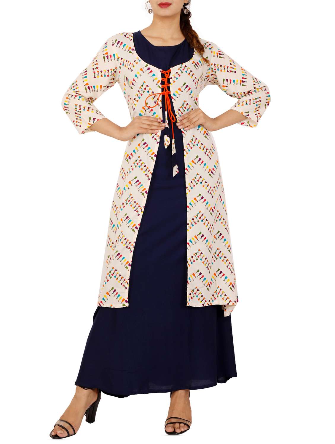 layered printed kurta