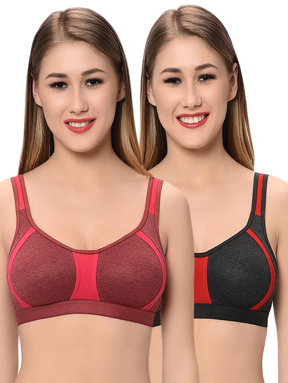 set of 2 color block bra - 16103731 -  Zoom Image - 0