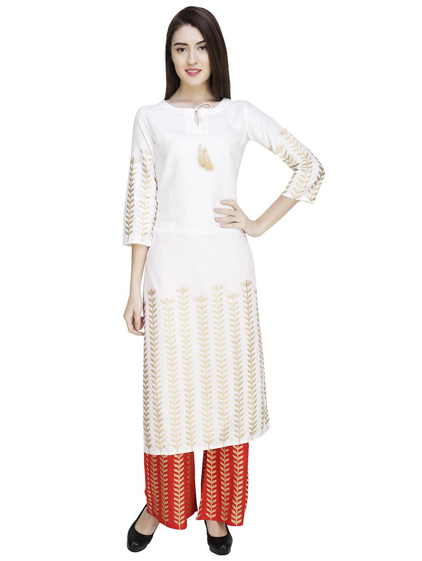 women foil printed kurta palazzo with dupatta set - 16105494 - Standard Image - 2