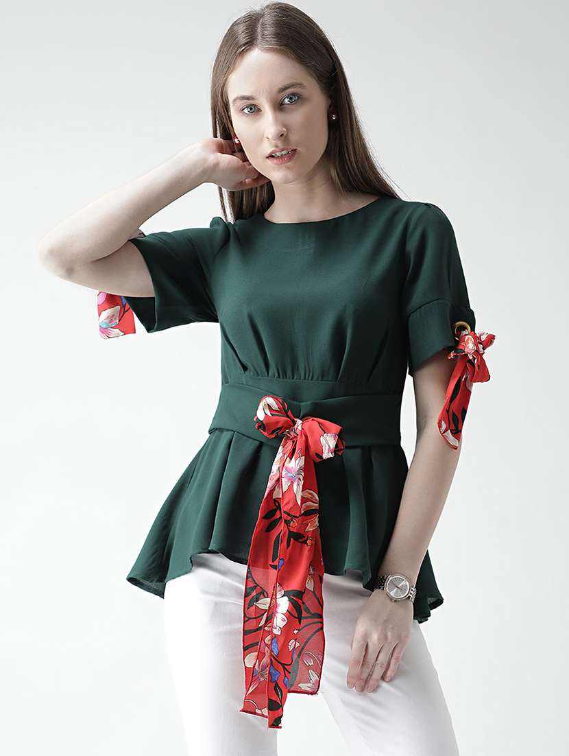 bow detail asymmetric top