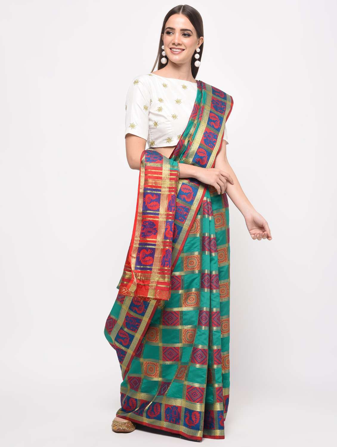 checkered patola saree with blouse