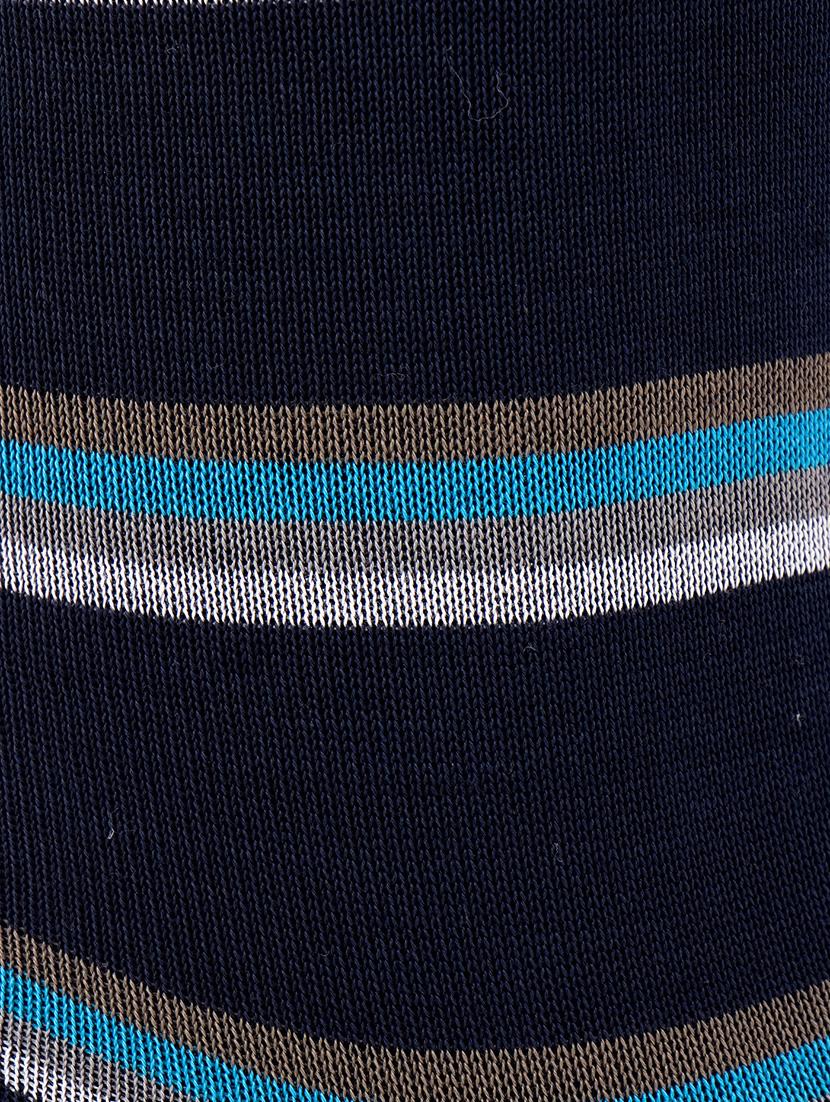 men navy blue striped above ankle length socks - 16108413 - Standard Image - 2