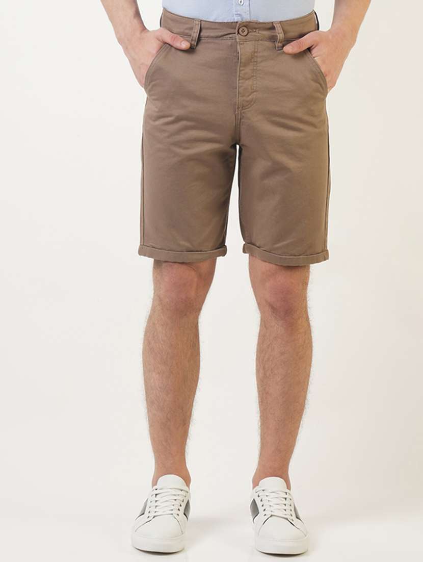 brown solid shorts