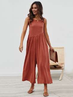gather detail wide leg jumpsuit