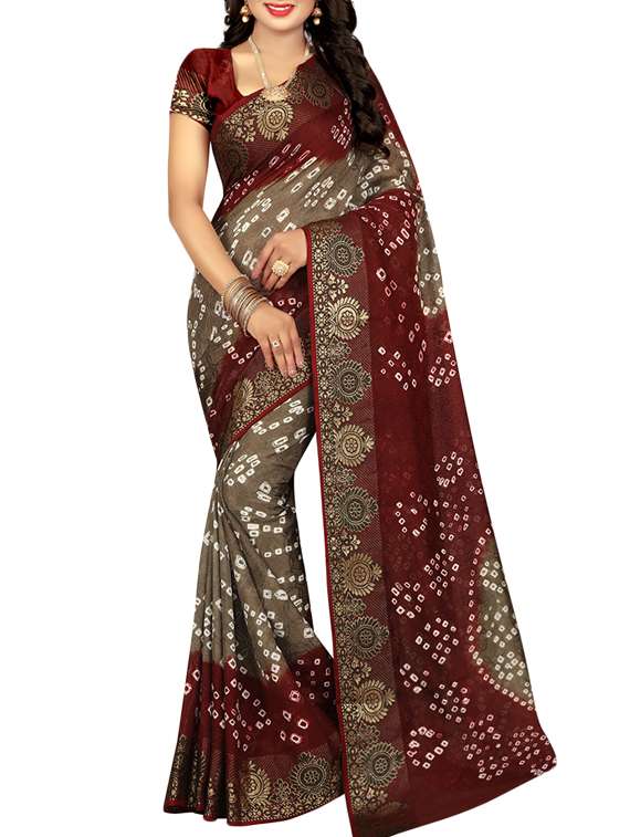 tie & dye printed saree with blouse